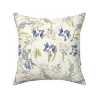 Painterly florals in periwinkle lavender cream, romantic feminine florals ©Terri Conrad Designs