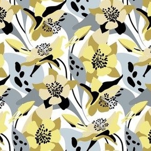 Yellow and Blue Repeating Flower Pattern