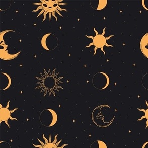 Celestial Moon Stars and Sun