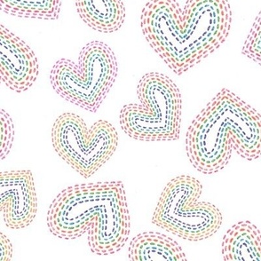Rainbow Hearts Stitched
