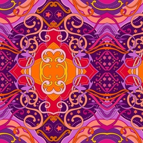 Purple 70s Gypsy Boho Pattern