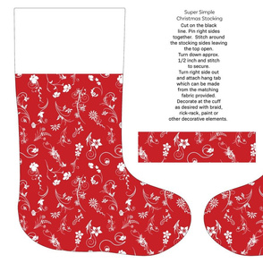 Red floral cut and sew stocking