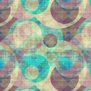 summer circles and diagonal plaid canvas texture effect turquoise purple beige water sun sky psmge