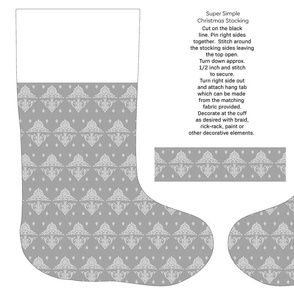 Victorian damask grey cut and sew stocking