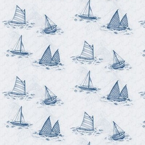 MINI Antique Sailboats - Blue