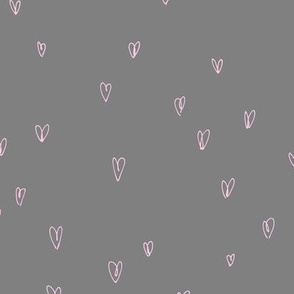 Quick lovers freehand hearts sweet romantic minimalist boho design pink on gray