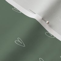 Quick lovers freehand hearts sweet romantic minimalist boho design white on cameo green eucalyptus