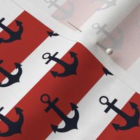 Tiny Nautical Anchors and Red and White Stripes