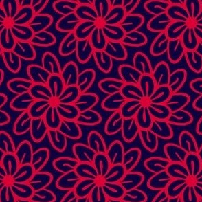 simple flowers red on blue