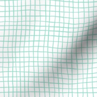 Hand drawn grid - mint green on a white background -10x10