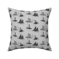 Antique Sailboats - Greyscale