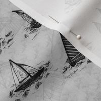 Antique Sailboats - Greyscale