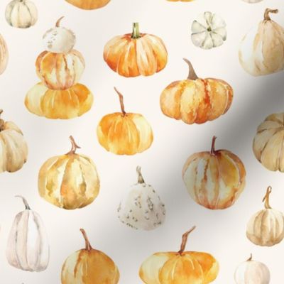 Watercolor Pumpkins / Bone