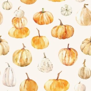 Watercolor Pumpkins / Bone
