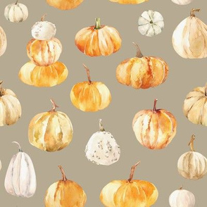 Watercolor Pumpkins / Heather Gray