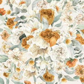 Vintage Gold and Cream Fall Florals / Pearl