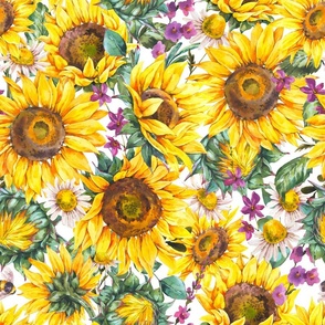 Sunflowers and wildflowers