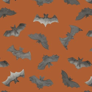 Watercolor Bats / Rustic Orange