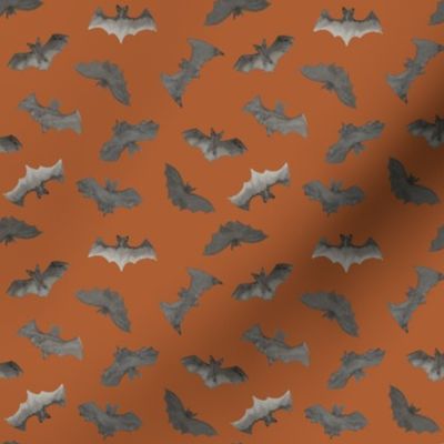 Small / Watercolor Bats / Rustic Orange