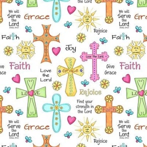 Faith Religious Crosses Words White Small