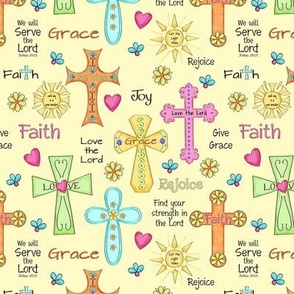 Faith Religious Crosses Words Yellow Small 4" Directional