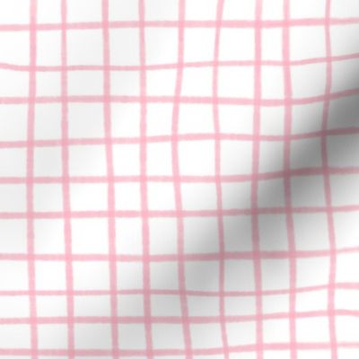 Hand Drawn Grid  - Cotton Candy Pink on a White Background -20x20