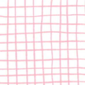 Hand Drawn Grid  - Cotton Candy Pink on a White Background -20x20