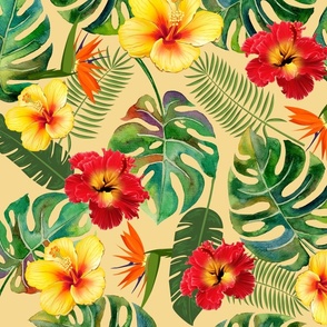 Beautiful Tropical Leaves and Flowers 