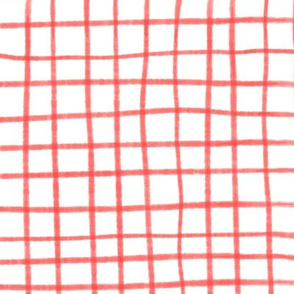 Hand Drawn Grid - Coral Red on a White Background - 20x20