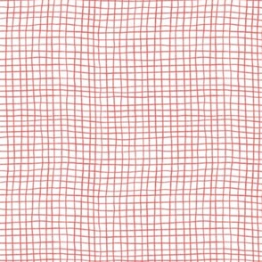 Hand Drawn Grid - Coral Red on a White Background - 5x5