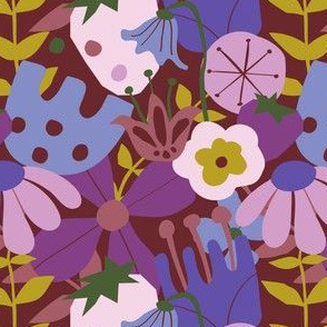 Scandi Berries + Flowers in Maroon