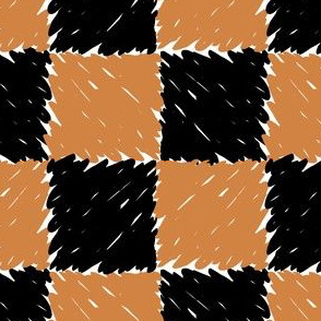 Painterly Checkerboard in Topaz Tan + Black