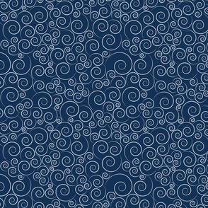 small scale spirals - zen spirals indigo - spirals fabric