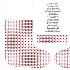 Red and white Diamond cut and sew stocking