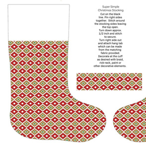 Diamonds red goldtone cut and sew stocking