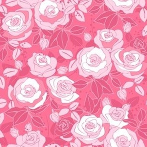 Pink and White Seamless Rose Pattern