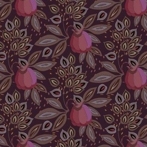 Dark Pomegranat Seamless Pattern