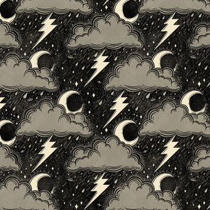 Stormy Night - large - black & cream