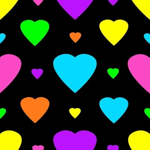 Rainbow Neon Hearts