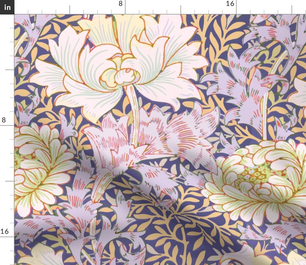 Chrysanthemum 1877 William Morris - pink, XLrg scale