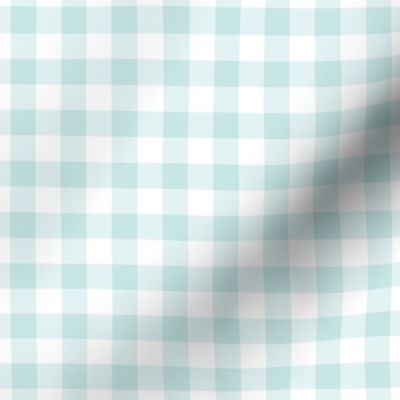 Gingham Pattern - Light Cyan and White