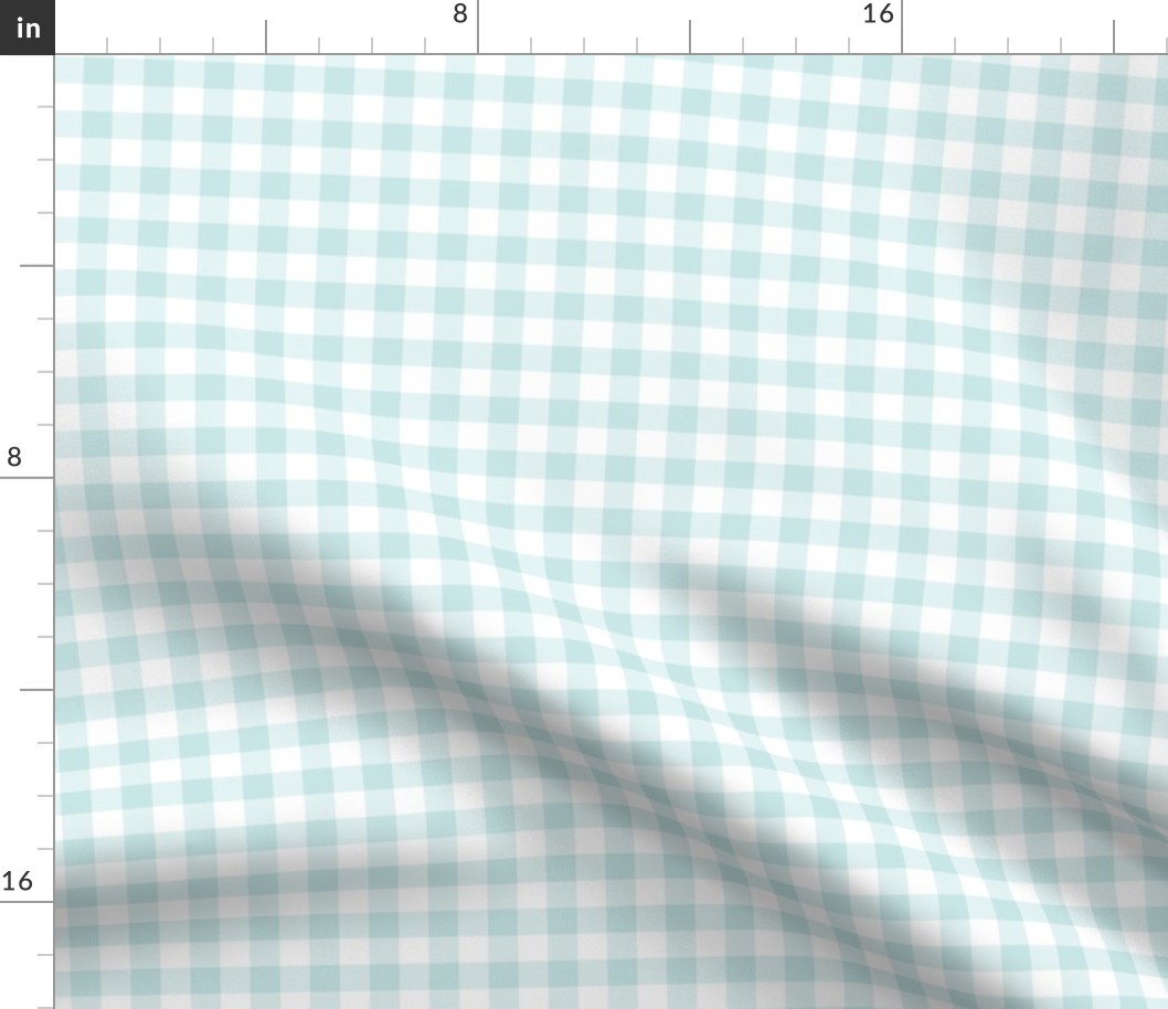 Gingham Pattern - Light Cyan and White