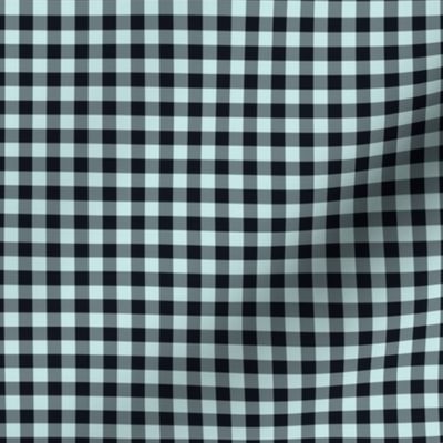 Small Gingham Pattern - Light Cyan and Midnight Black