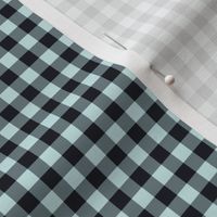 Small Gingham Pattern - Light Cyan and Midnight Black