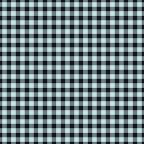 Small Gingham Pattern - Light Cyan and Midnight Black