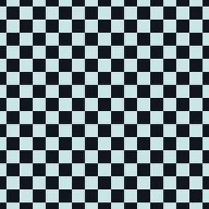 Checker Pattern - Light Cyan and Midnight Black