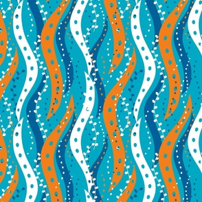 Kelp Beds - Blue-Orange on Blue Aqua