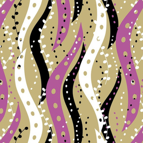 Kelp Beds - Black, White, Violet on Gold 