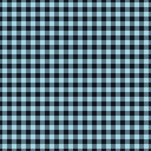 Small Gingham Pattern - Arctic Blue and Midnight Black