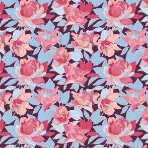 Pink and Blue Seamless Flowers